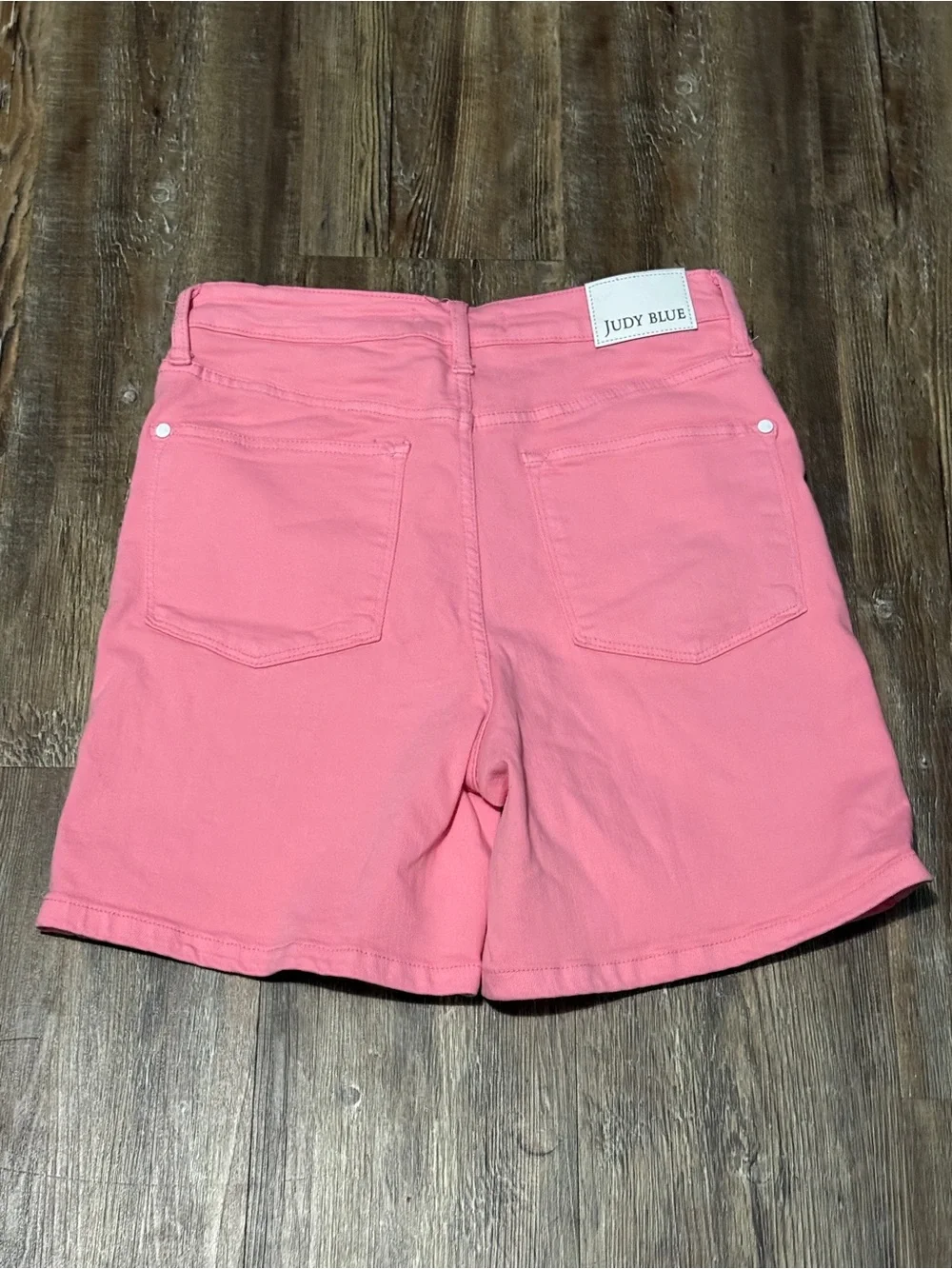 Judy Blue Garment Dyed Bermuda Shorts Women's Large Pink Stretch Denim - Picture 5 of 5